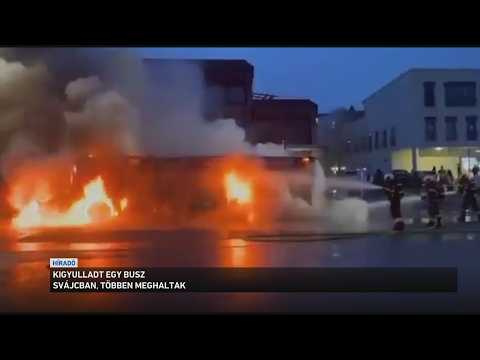 Kigyulladt egy távolsági busz egy svájci kisvárosban サムネイル