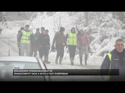 Közlekedési fennakadásokat és áramszünetet okoz a hó és a fagy Európában サムネイル