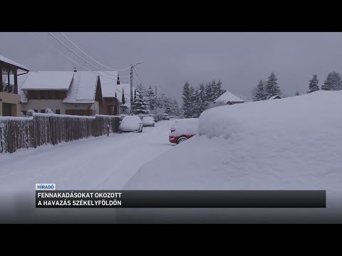 Fennakadásokat okozott az éjszakai sűrű havazás Székelyföldön サムネイル