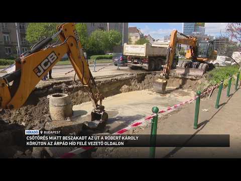 Csőtörés miatt hajnalban beszakadt az útpálya egy része a Róbert Károly körúton サムネイル